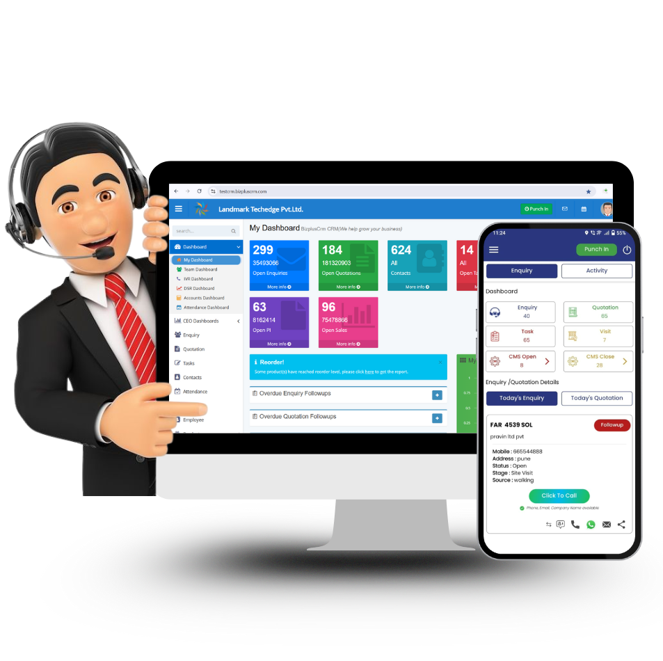 Screenshot of BizPlus Auto CRM dashboard interface