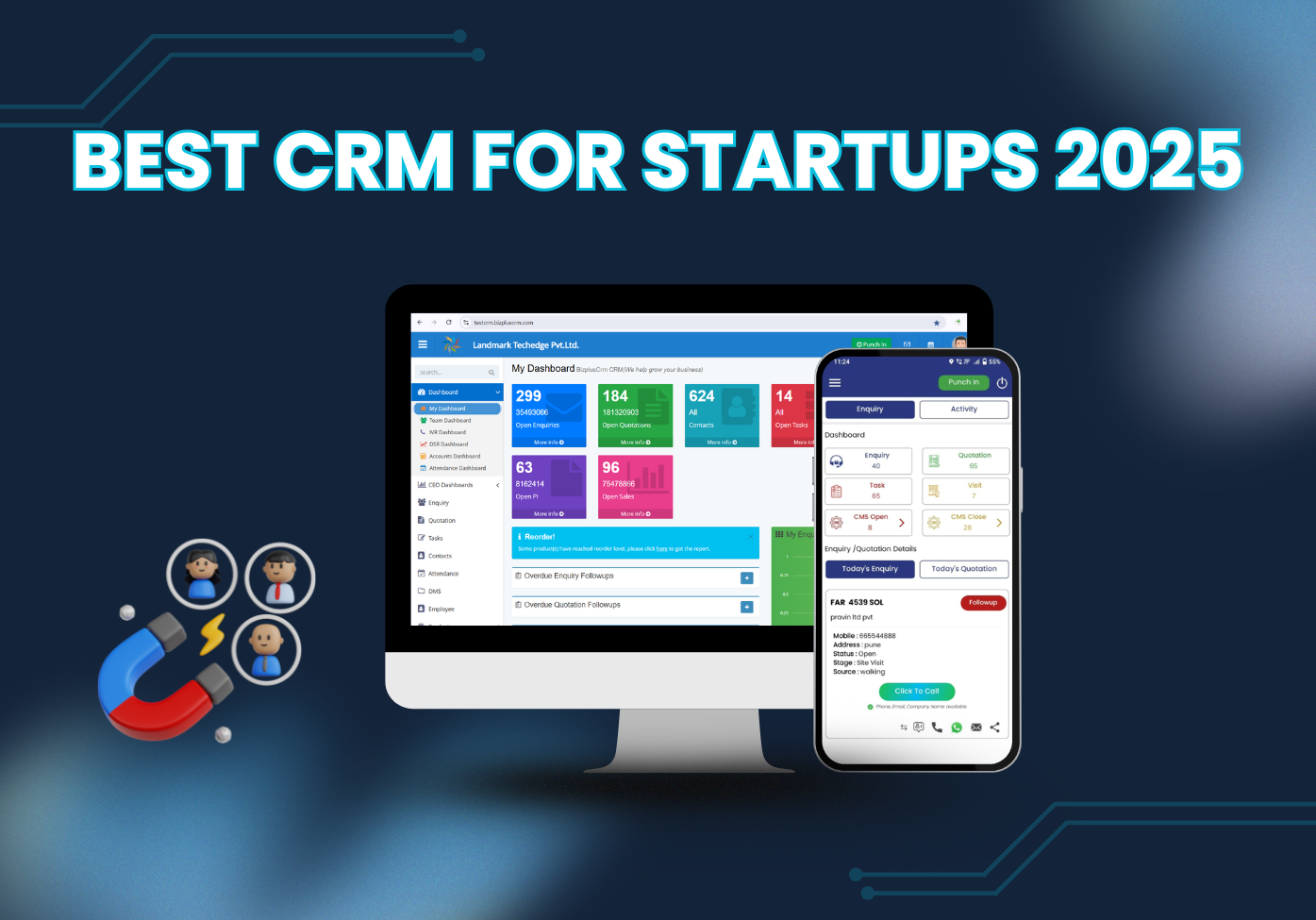 Best CRM for startups 2025 - BizPlus CRM dashboard overview